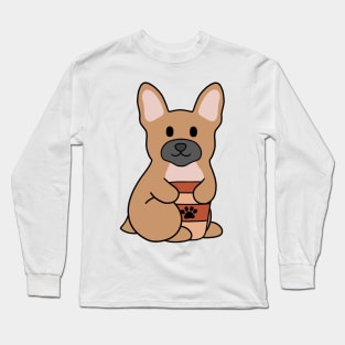 French Bulldog Coffee Brown Long Sleeve T-Shirt